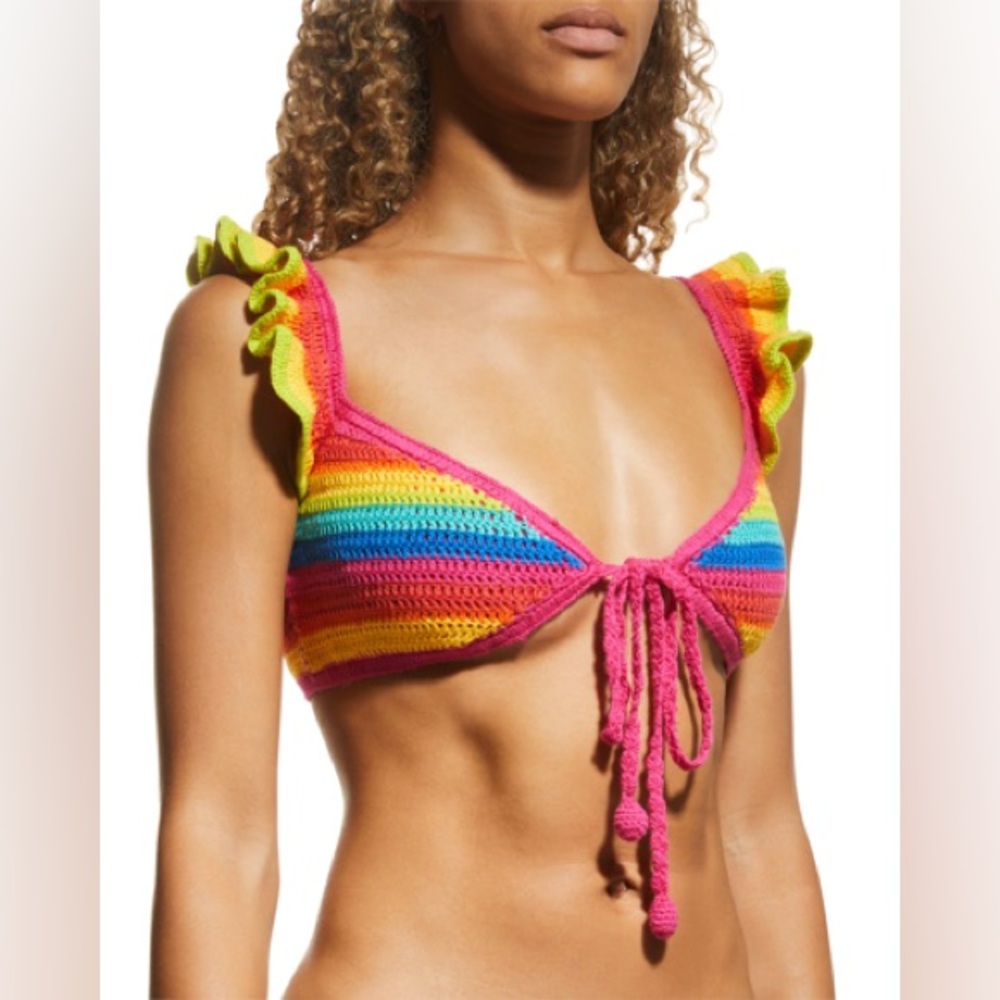 NWT FARM Rio Rainbow Crochet Bikini Top‎